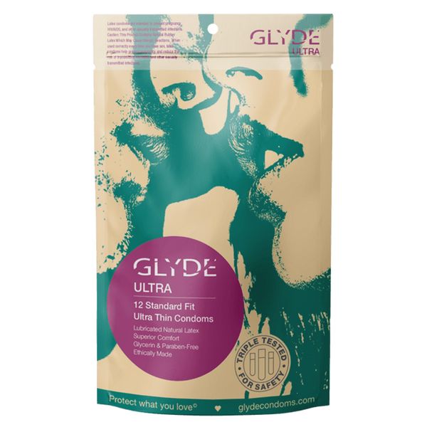 GLYDE Ultra - Standard Fit Condoms - 12 Count - Ultra-Thin, Vegan, Non-Toxic, Medium Size Natural Rubber Latex, 53mm for Silky Fit