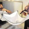 BOOLAVARD Beard Apron For Man Shaving & Hair Clippings Catcher Grooming Cape Apron Keep Sink Clean - White