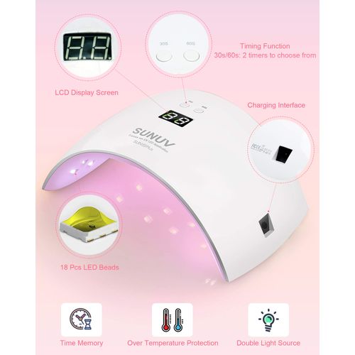 SUNUV Lampada Asciuga Unghie, Lampada per Unghie LED UV 36W con Sensore Automatico, Schermo LCD per Manicure e Pedicure a Casa e da Salone