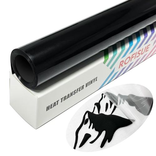 ROFISUE Black Heat Transfer 3D Puff Vinyl 10Inch*6Ft Puff HTV Heat Transfer Vinyl for Tshirts Sweatshirts Hats 3D Texture Easy to Use Puff Vinyl for Craft Projects