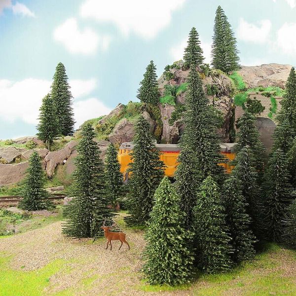 40pcs Model Pine Trees Deep Green Christmas Village HO Scale Railway Layout