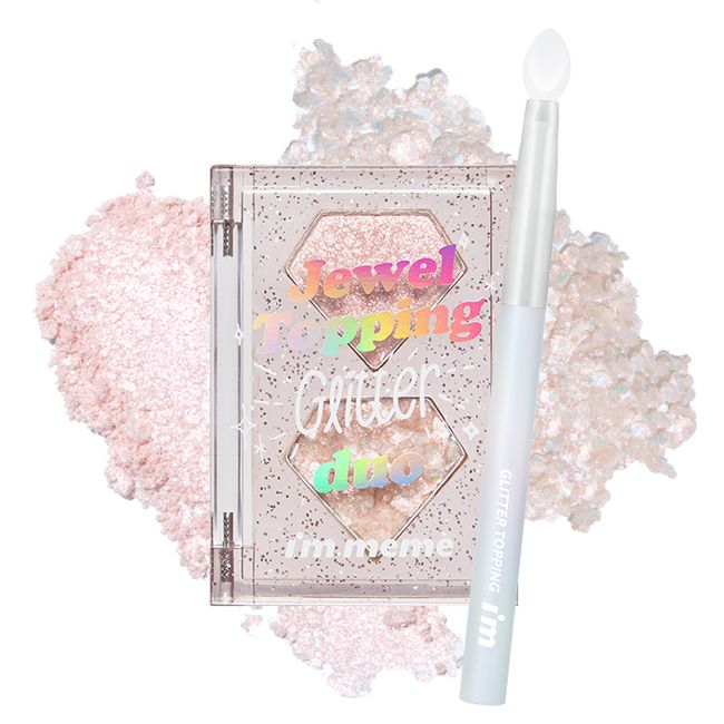 I'M MEME Jewel Topping Glitter Duo 04 Opal Jewel + Glitter Brush Set