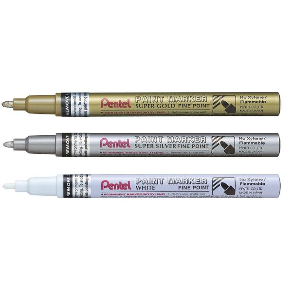 Pentel MSP10 Set Paint Marker Fine Tip 2.9mm 3pcs Gold/Silver/White