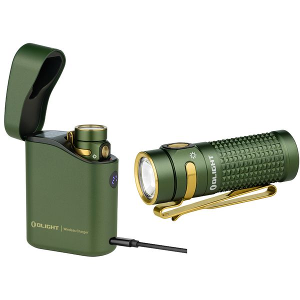 Olight Baton 4 OD Green Premium Rechargeable Flashlight w/Charging Case, 1300 L