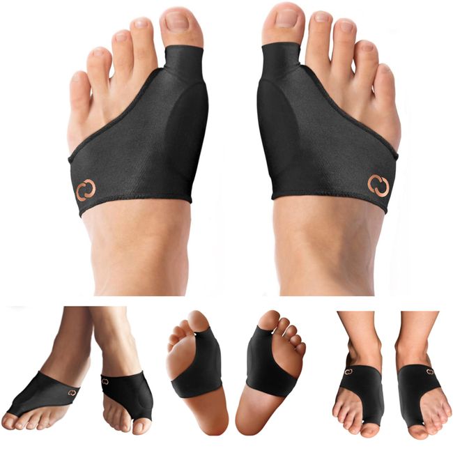 Copper Compression Bunion Corrector Relief Sleeve - Gel Cushion Pads - Copper Infused - Orthopedic Big Toe Alignment - Hallux Valgus Relief - Toe Straightener and Spacer Fit for Women & Men - 1 Pair