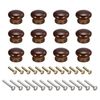 12pcs Round Wood Knobs 33x23mm Pull Handles for Drawer with Screws Dark Brown