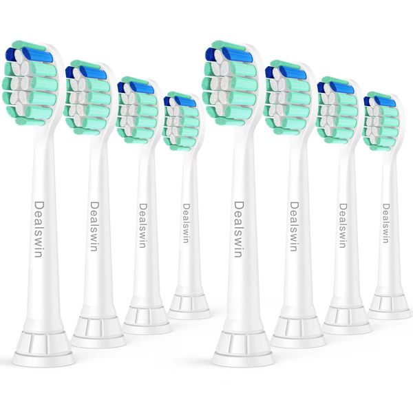 Dealswin Sonicare Compatible Brushes, Philips Sonicare Electric Toothbrush, Replacement Brush, Diamond Clean, Brush Head, Regular Size, Set of 8