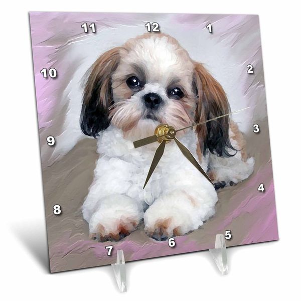 3dRose Shih Tzu puppy 6x6 Desk Clock