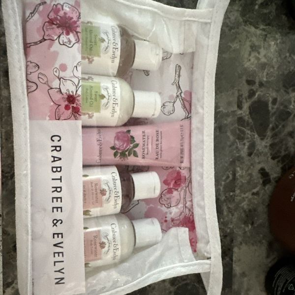 5pc CRABTREE & EVELYN ROSEWATER & sweet almond oil BODY WASH LOTION HAND THERAPY