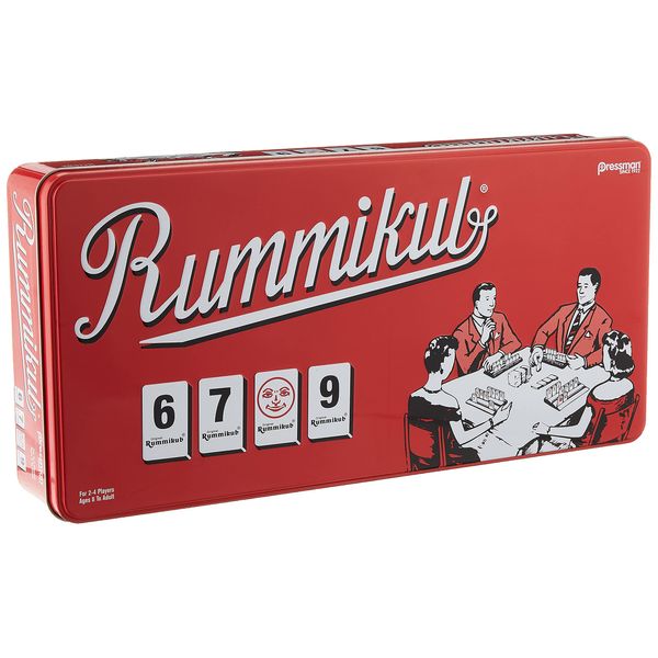 Rummikub in Retro Tin - The Original Rummy Tile Game by Pressman Red, 5"