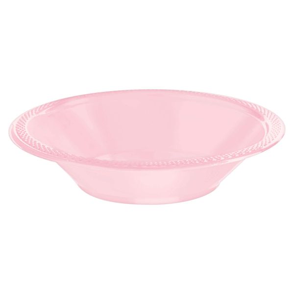 Powder Pink Disposable Plastic Bowl - 20pc / 12oz