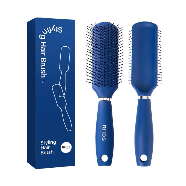 RHOS Men's Hair Brush, Comb, Styling, Hair Care Brush, For Dry and Wet Use, Prevents Hair Loss, Tangle-Free, Beautiful Hair, Anti-Static Hair Brush, Blue