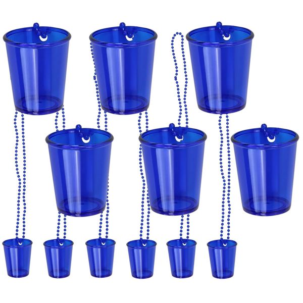 Iconikal Shot Glass on Beaded Necklace, Blue, 12-Pack