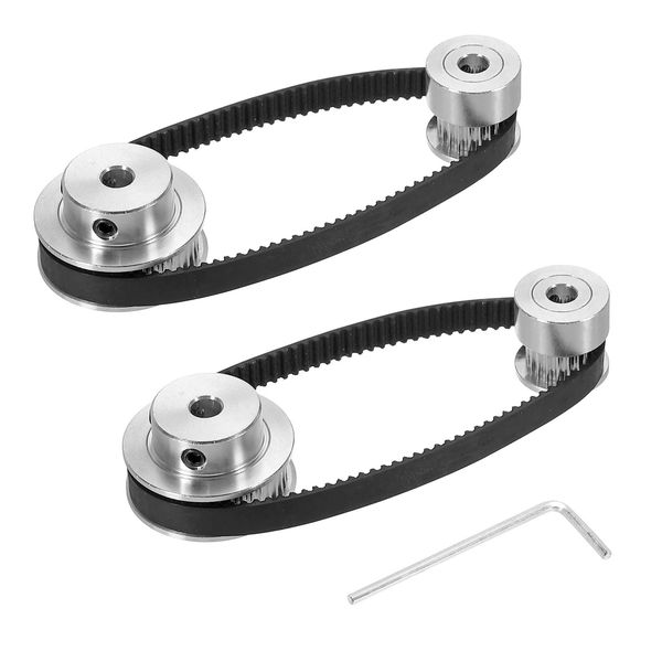 uxcell Timing Pulley 20 & 40 Teeth 5mm Bore Synchro Wheel with Belt and Wrench for 3D Printers, CNC Machines