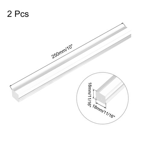 MECCANIXITY 2pcs Acrylic Square Rods 11/16" x 10" Clear Acrylic Dowel Rods Sticks Acrylic Plastic Sticks Strip for DIY Crafts Lighting Gardening Decorations - 18mm x 250mm