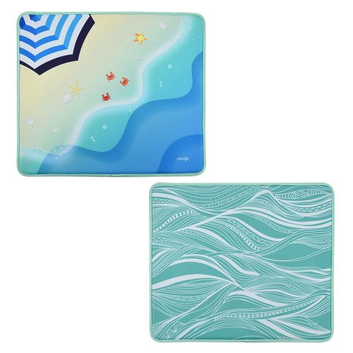 CM Multifunction Soft Neoprene Swimming Pool Mat Poolside Seating Mat Pool Cushion Pad Beach Mat for Beach Swimming Pool, 18 x 15.5 inches (Beach & Wave Patterns (2 pcs))