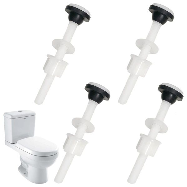 4 Pack Plastic Toilet Tank Bolts, M10 Toilet Cistern to Toilet Pan Fixing Fitting Sealing Kit Close Coupling Bolts WC Tank to Bowl Bathroom Toilet Repair Kits