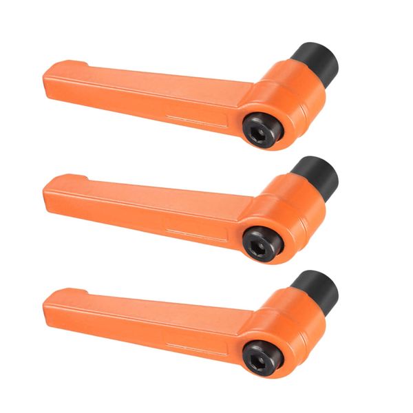 METALLIXITY Adjustable Clamp Handle M8x69mm 3pcs Metal Female Push Button Ratchet Level Handle for Lathe Machinery Industrial Equipment Orange