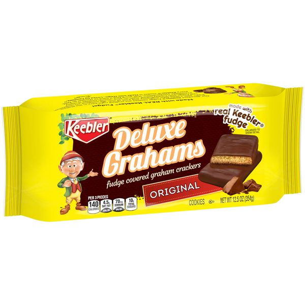 Keebler Cookies, Deluxe Grahams, Fudge Covered Graham Crackers, 12.5 oz Tray