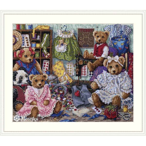 Merejka Counted Cross Stitch Kit Teddy Bears 29 x 36 cm