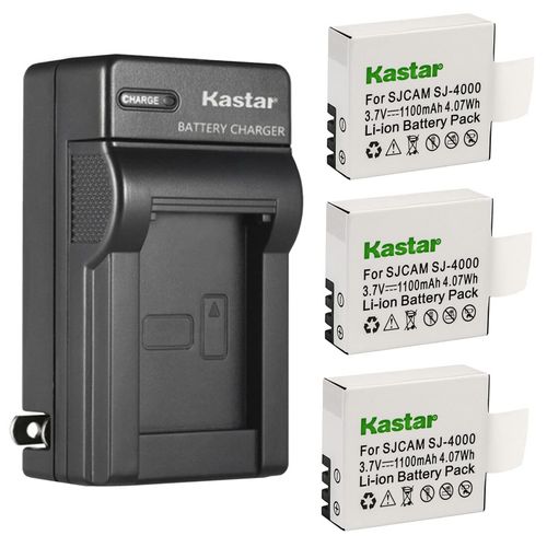 Kastar 3-Pack Battery and AC Wall Charger Replacement for EKO Ultra HD 4K WiFi, Evolveo MiniDVR DV, Evolveo Sportcam A8, Evolveo Sportcam W7, Evolveo Sportcam W8, QUMOX SJ4000, QUMOX SJ4000 WiFi