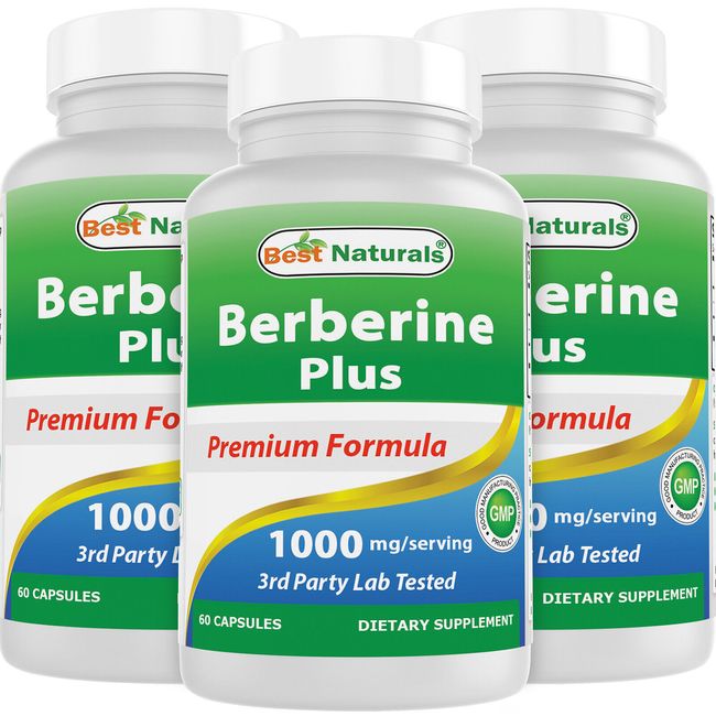 3 Pack Best Naturals Berberine Plus 1000 mg 60 Capsules