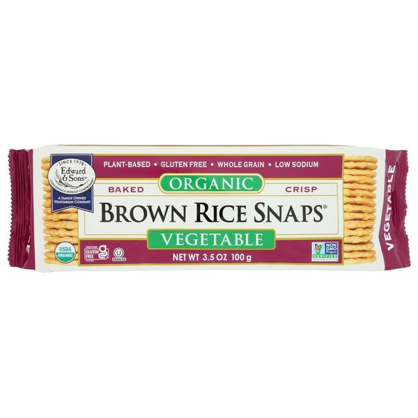 Edward & Son Original Brown Rice Snap Vegetable Crackers, 3.5-Ounce Boxes (Pack of 6)