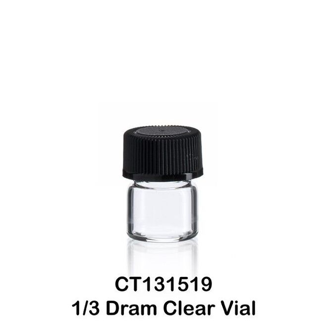 50 Clear Glass Vials w/ Screw Caps 15 x 19 mm 1/3 Dram (1/24 Oz., 1.25 ml)