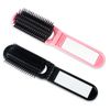 AYNKH 2PCS Foldable Comb with Mirror, Anti-static Pocket Hairbrush Compact Size Portable Hair Brush for Curly Thin Long Short Wet Dry Hair