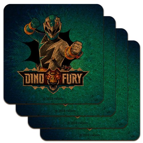 Power Rangers Dino Fury Blue Ranger Low Profile Novelty Cork Coaster Set