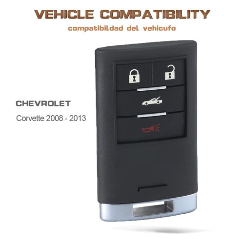Keyecu Smart Key Fob Replacement 4 Button for Chevrolet Corvette 2008-2013,FCC ID M3N5WY7777A,P/N:25926479 25926480