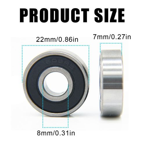 Pack of 4 Ball Bearings 608rs, ABEC-9 Deep Groove Ball Bearings, Carbon Steel, Miniature Roller Bearing with Double Shielded, Metal Double Shielded for Skateboard, Scooter, Inline Skates (8 mm x 22 mm