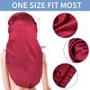 2PCS Satin Hair Braid Bonnet,Foldable Extra Long Bonnet for Braids with Button,Single Layer Sleep Cap,Soft Hair Sleeping Bonnet Cap for Black Women,Large Hair Loose Cap for Dreadlocks(Black+Wine Red)