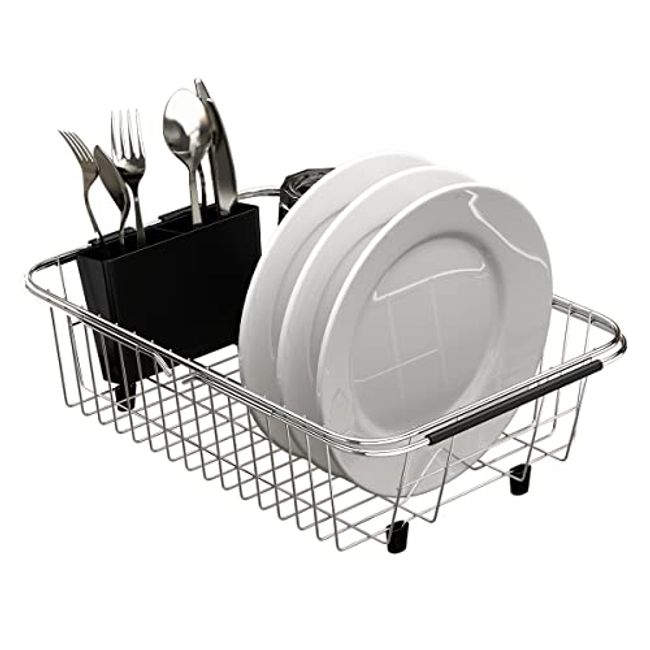 Adjustable Over The Sink Dish Drainer - Stainless Steel