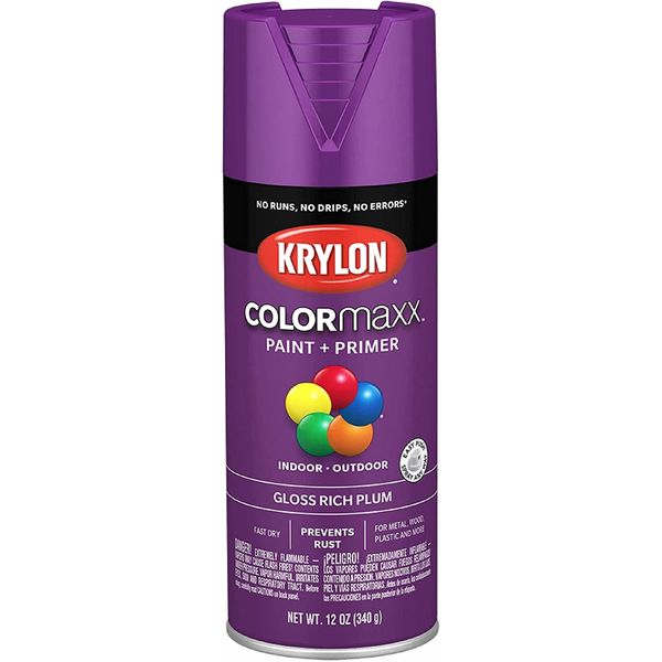 12 Oz Krylon K05536007 Rich Plum Colormaxx Paint & Primer Spray Paint, Gloss