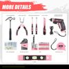DNA Motoring 44Pcs Level Claw Hammer Long Nose Plier Bits Hand Tools Set Pink