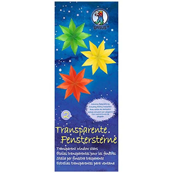 CREATIV DISCOUNT® NEU Transparente Fenstersterne, 5 Farben sortiert