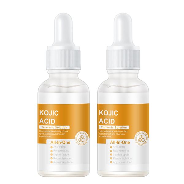 Kojic Acid Turmeric Oil, Dark Spot Remover for Face, Kojic Acid Face Moisturiser Glow Serum, Kojic Acid Serum Dark Spot Corrector, Turmeric Serum Reduce Fine Lines, Melasma (2PCS)