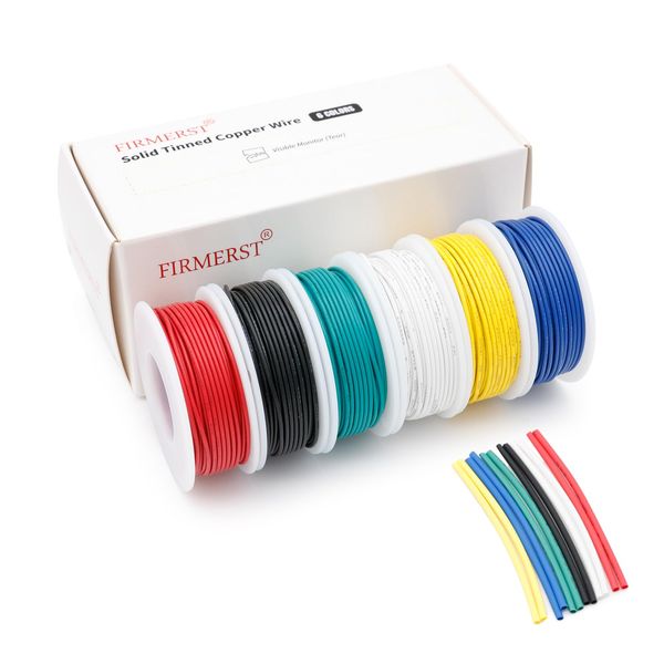 FIRMERST Wiring Cable, 0.2 sq, 24 awg, 12 m x 6 Rolls, Car Wiring, Heat Resistant, Insulated Wire, UL1007, Conductor Outer Diameter: 0.2 inches (0.51 mm)