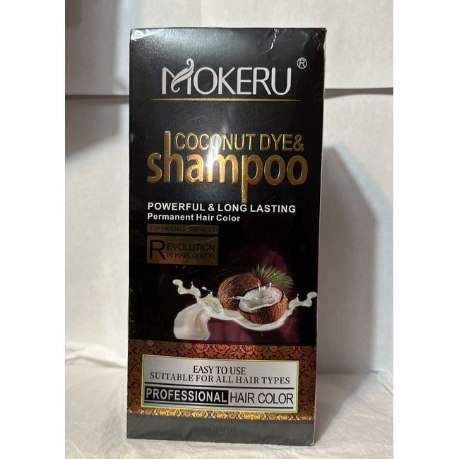 MOKERU Coconut Dye &Shampoo- Fast Permanent ProHair Color-08 Natural Black 11/25