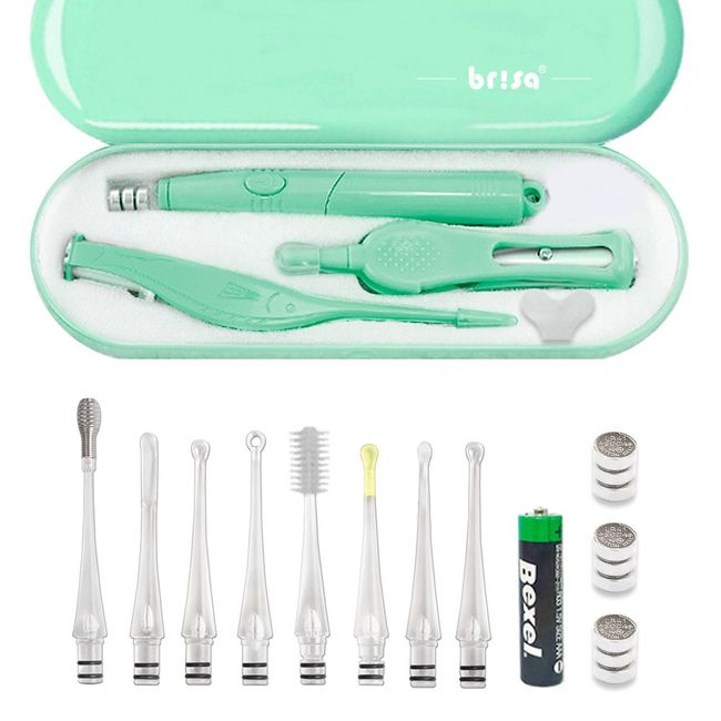 Brisa LED Earpick Earwax Remover 3 Set Green Color + Storage Case, 1set