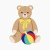 CafePress Teddy Bear & Ball Magnets 2.25" Round Magnet (10 pack)