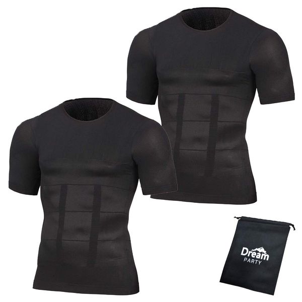 DREAMPARTY (Physical The Recommended) High Pressure Compression Shirt, Men's, Women's, Inner Shirt, Set of 2, Compression Inner, Unisex, Muscle Training, Short Sleeve, Storage Bag Included,