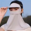 UV Protection Face Visor Mask, Adjustable Sun Shield with Neck Coverage, Breathable Lightweight Fabric, Light Grey