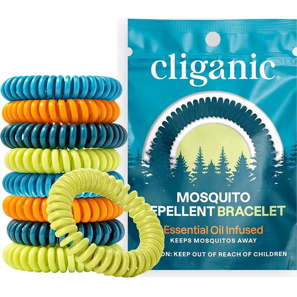 Cliganic 50 Pack Mosquito Repellent Bracelets, DEET-Free Bands, Individually Wrapped (Packaging May Vary)