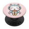 Cute Cat Ejnoying Boba Bubble Tea Milk Tea | Pinky Kit-tea PopSockets Swappable PopGrip