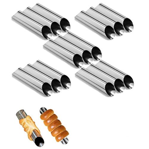EUICAE Cannoli Tubes, 5 inch Large Stainless Steel Cannoli Forms Non-stick cream horn Danish Pastry Molds for Croissant Shell Cream Roll Pack of 15