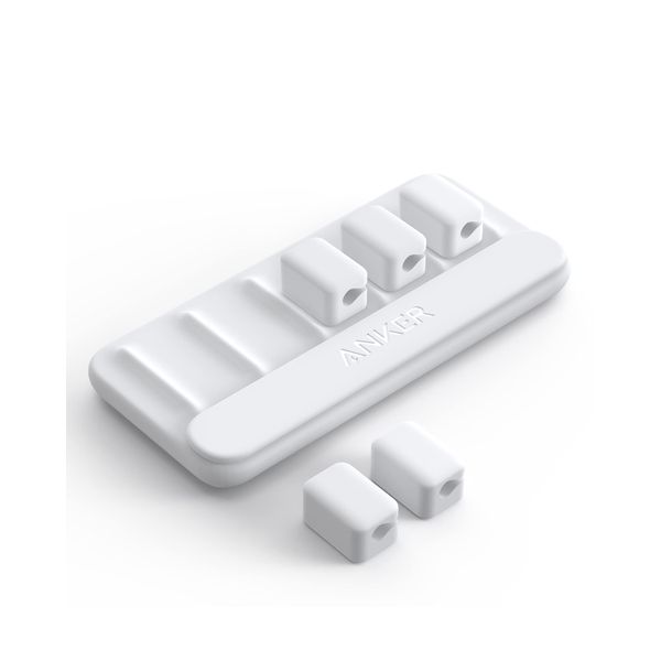 Anker Magnetic Cable Holder, Compatible with Lightning Cable / USB-C Cable / Micro USB Cable and More, White