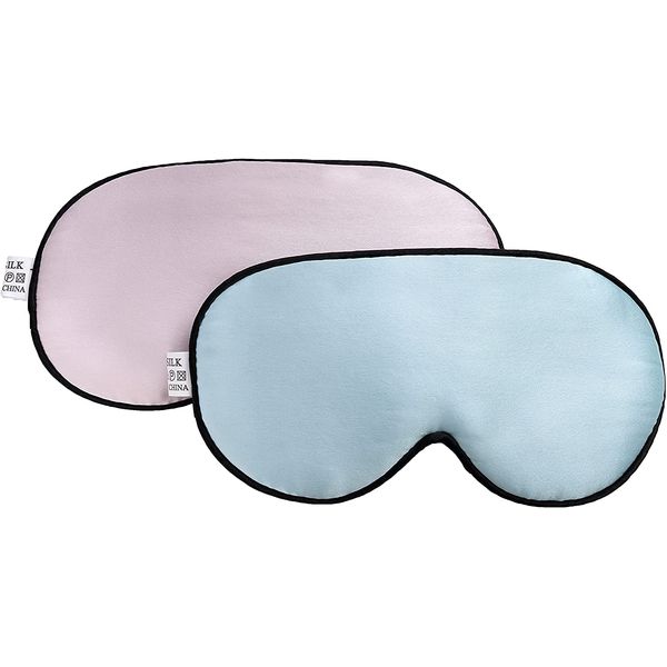 Natural Silk Kids Sleep Mask Eye Mask for Kids with Adjustable Strap Breathable & Soft Eye Shade for Sleeping Blocking Lights (2 Pack)