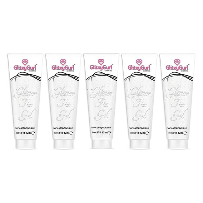 GlitzyGurl Glitter Fix Gel Face Body Adhesive Primer for Glitter, Eye dust, Pigment Eye Shadow Pack of 5